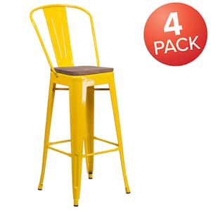 30.25 in. Yellow Bar Stool (4-Pack)