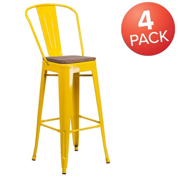 Carnegy Avenue 30.25 in. Yellow Bar Stool (4-Pack)