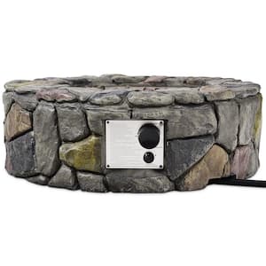 28 in. 40000 BTU Stone Gas Fire Stove Fire Pit for Outdoor Patio Garden Backyard-Nature