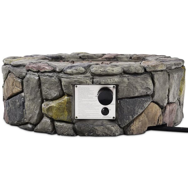SUNRINX 28 in. 40000 BTU Stone Gas Fire Stove Fire Pit for Outdoor Patio Garden Backyard-Nature