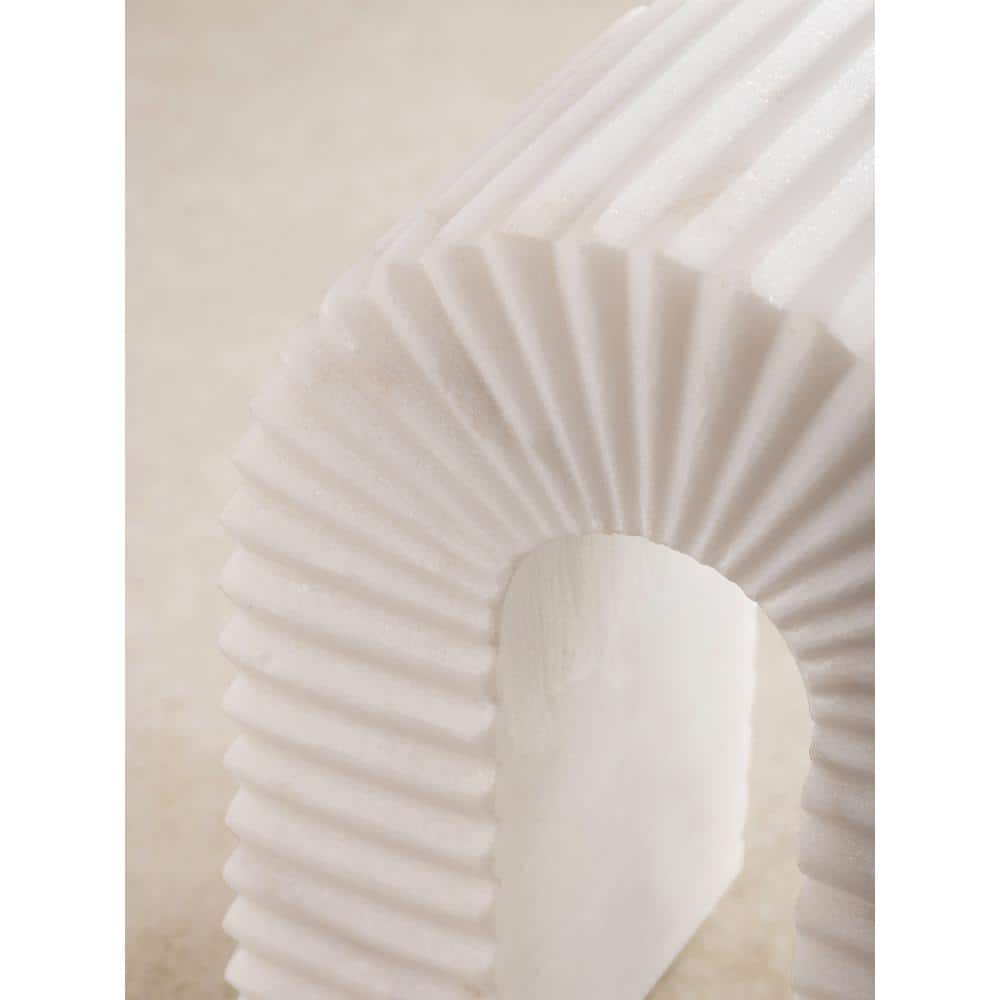 Hanover White Marble Ribbed Arch Decorative Object