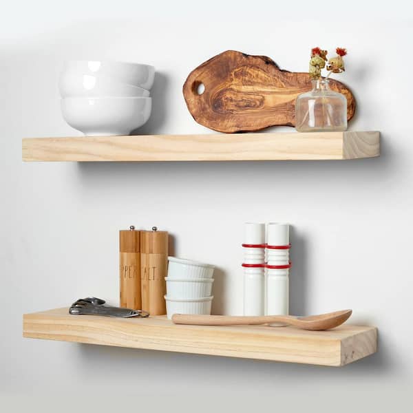 Unbranded 24 in. W x 6.5 in. D Rustic Farmhouse Decorative Wall Shelf - Bathroom Wooden Shelves for Wall Mounted