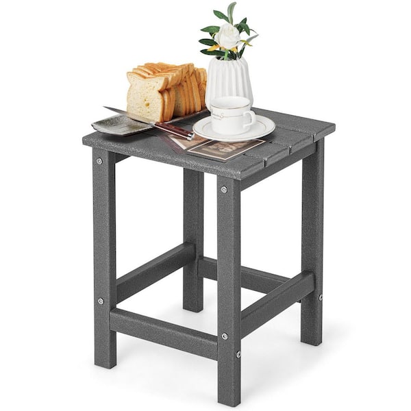 Gtnali Outdoor 14 in. Square Weather-Resistant Adirondack Side Table, Gray
