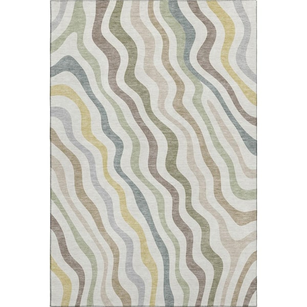Mayfield Premium Machine Washable Abstract AMF2570 Ivory 10 ft. x 14 ft. Area Rug