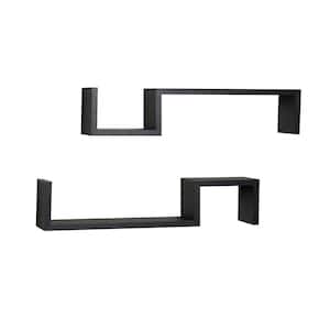 22.5 in. x 5 in. Black Laminated ''S'' Wall Mount Shelves (Set of 2)