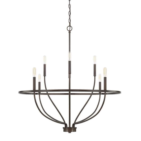 Greyson 8-Light 34 in. W x 36.5 in. H Bronze Chandelier