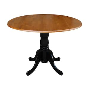 Black and Cherry Solid Wood Dropleaf Dining Table