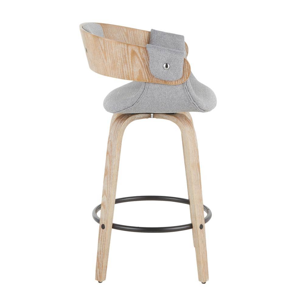 Elisa 18.75'' Gray and Gold Mid Century Modern Swivel Counter Stool