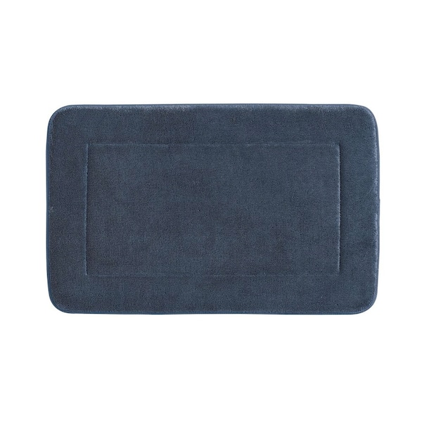 Oliver Brown Terry Navy 20 in. x 32 in. Microfiber Memory Foam Bath Mat