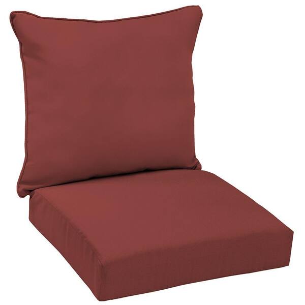 Hampton Bay Chili Solid Welted Deep Seating Outdoor Lounge Chair Cushion Set