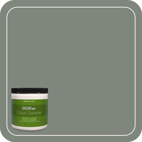 BEHR PREMIUM PLUS 8 oz. #N410-5 Village Green Semi-Gloss Interior ...