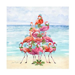 Unframed Animal Jean Plout 'Coastal Christmas Flamingos Ii' Photography Wall Art 18 in. x 18 in.