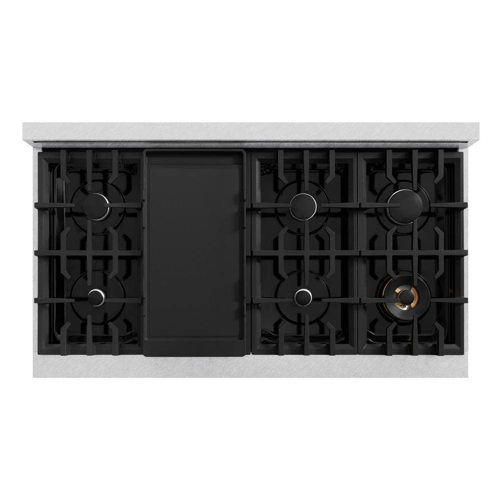 48" Stainless Steel Double Oven Gas Range with 8 Burners