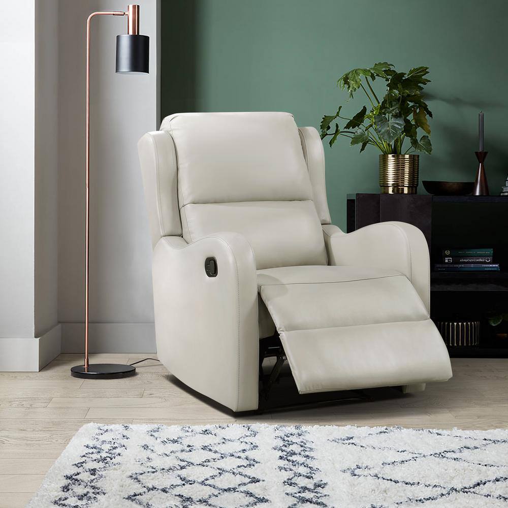 Taupe Faux Leather Recliner with Manufactured Wood Frame