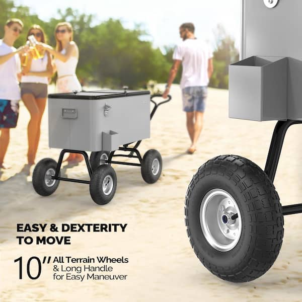 BTMWAY 65 qt. Khaki Outdoor Portable Camping Cooler with Wheels, Ice Chest  with 54 Can Capacity, Keeps Ice for up to 5 Days  CXXKI-GI102233W321-Cooler01 - The Home Depot