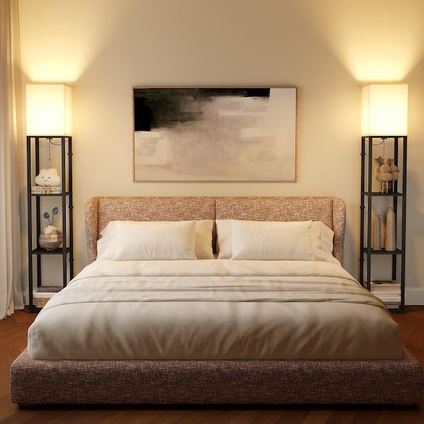 63 in. Black Floor Lamp with Shelves, LED Standing Lamp 1000 LUmens, Column Floor Lamp for Living room, UL Certified