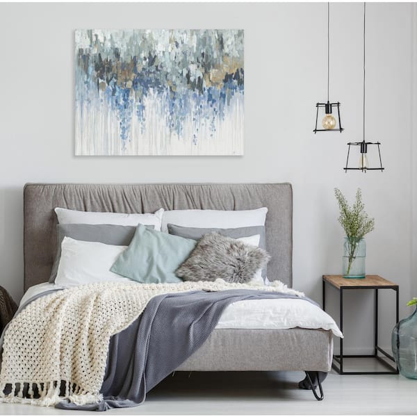 30 in. x 40 in. "Blue Waves" Printed Abstract Canvas Wall Art Gallery Wrapped