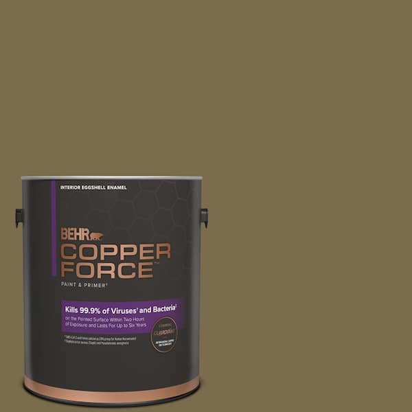 COPPER FORCE 1 gal. #PPU8-01 Olive Eggshell Enamel Virucidal and Antibacterial Interior Paint & Primer