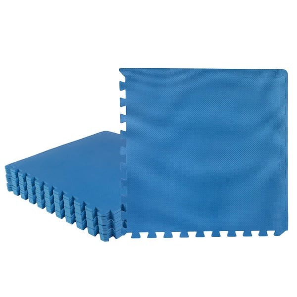 Interlocking Blue 25 in. W x 25 in. L x 0.5 in Thick Exercise/Gym Flooring Foam Tiles - 12 Tiles/Case (48 sq. ft.)
