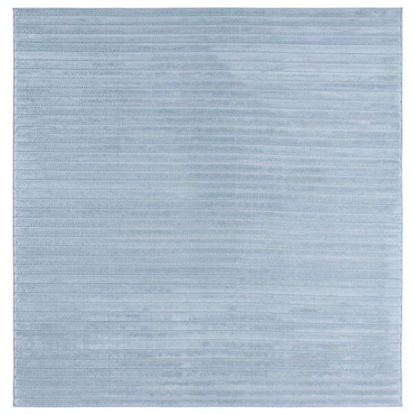 Selena 7 ft. x 7 ft. Blue Solid Striped square Area Rug