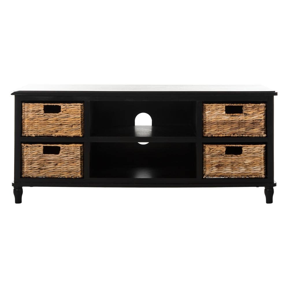 SAFAVIEH American Home 47 in. Rustic Black Wood TV Stand AMH5745A - The ...