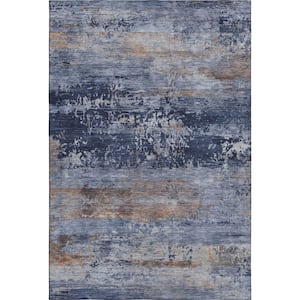 Mayfield Premium Machine Washable Abstract AMF2146 Blue 8 ft. x 10 ft. Area Rug