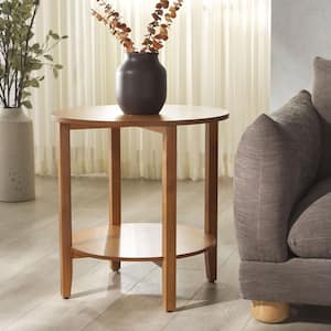Leonardi 23.5 in. Natural Round Wood End Table