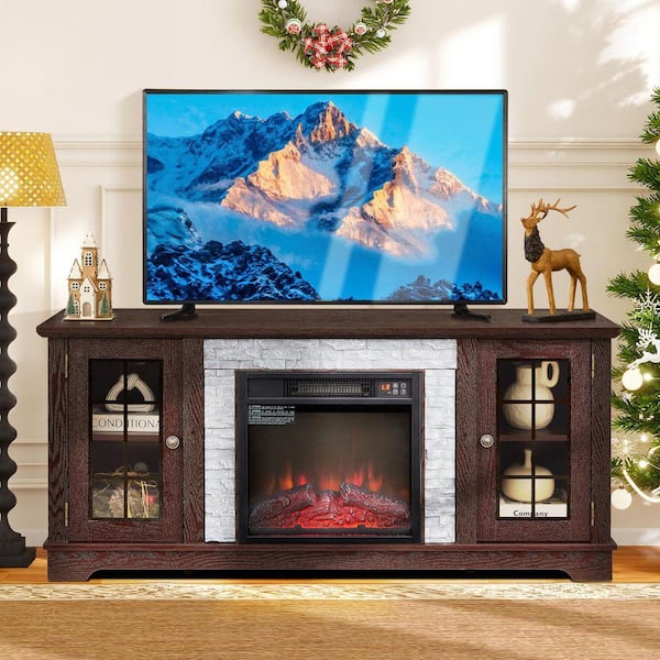 ToolCat 58 in. Freestanding Fireplace TV Stand with 18 in