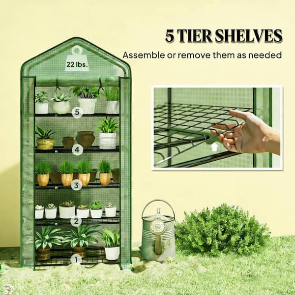 35.4 in. W x 19.3 in. D x 76 in. H Steel & Polyethylene Green Mini