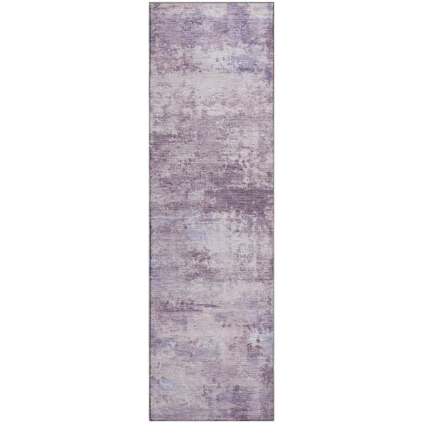 Mayfield Premium Machine Washable Abstract AMF2370 Lavender 2 ft. x 7 ft. Runner Rug