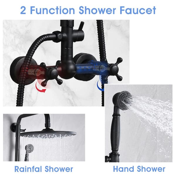 Tahanbath 3-Spray Luxury Bathroom Shower Set Shower Head 2.5 GPM Wall  Mounted Ceramic Style Shower System in Matte Black X-W1219-W1219106070 -  The Home Depot