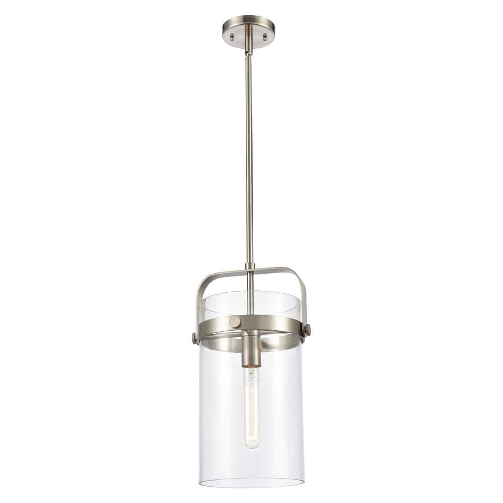 Pilaster 100-Watt 1-Light Satin Nickel Shaded Mini Pendant Light with Clear Glass Shade price history on PriceWatchPro