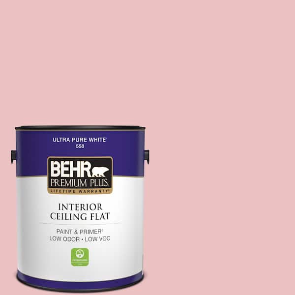 BEHR PREMIUM PLUS 1 gal. #130C-2 Cafe Pink Ceiling Flat Interior Paint