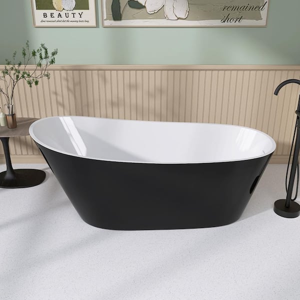 NBTページ NTQ 59 in. x 29 in. Freestanding Soaking Bathtub Acrylic
