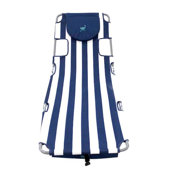 Ostrich Outdoor Aluminum Chaise Lounge Chair Folding Backpack Facedown with Storage Bag