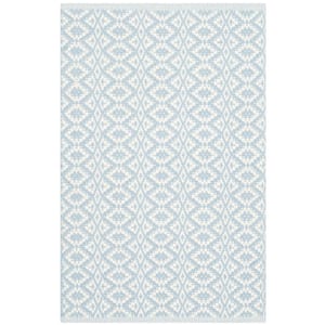 Montauk Ivory/Light Blue Doormat 2 ft. x 4 ft. Solid Area Rug