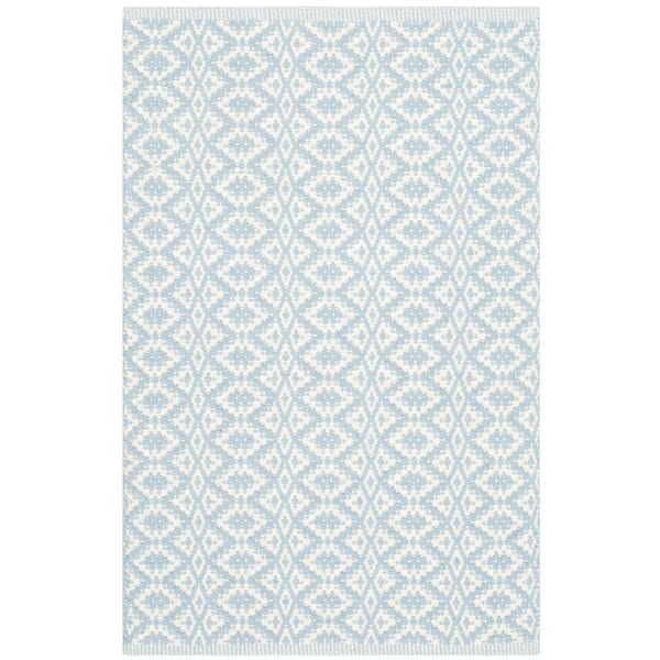 Montauk Ivory/Light Blue Doormat 3 ft. x 4 ft. Solid Area Rug