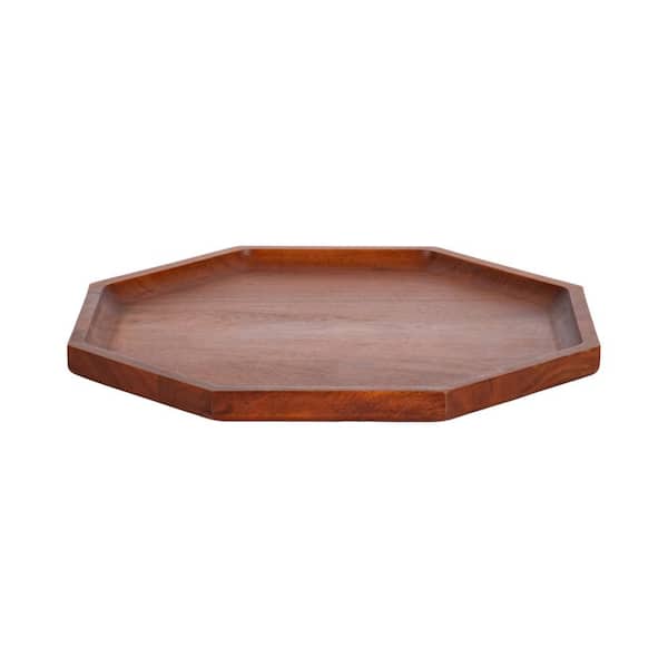 Kate and Laurel Thorpe Walnut Brown Octagon Wood Decorative Tray