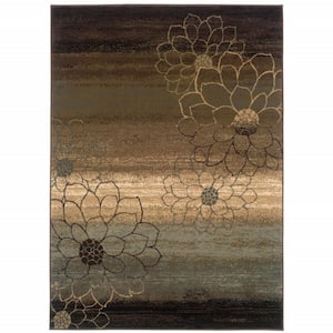 Brown and Black 2 ft. x 3 ft. Floral Area Rug
