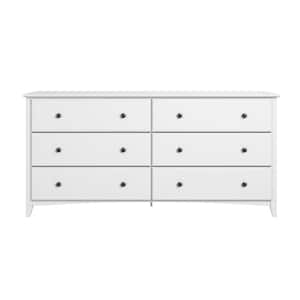Shaker Style 6-Drawer White Dresser 31.25 x 59 x 19.25