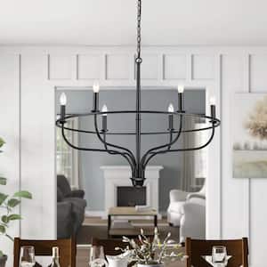 Nathan 6-Light Dimmable Traditional Wagon Wheel Chandelier