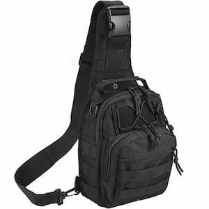 11.02 in. Black Men Backpack Tactical Sling Bag Chest Shoulder Body Day Pack Pouch