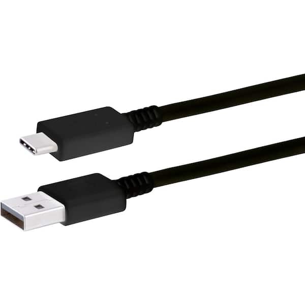 GE 6.5 ft. USB-C to USB-A Charge and Sync Cable, Black