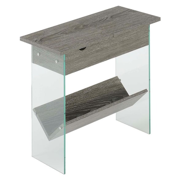 Convenience Concepts Soho 23.75 in. H Weathered Gray Electric Flip Top End Table