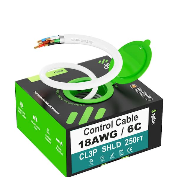 250 ft. 18/6 White CMP/FPLP/CL3P-Plenum Rated Stranded-Shielded Bare Copper Security/Alarm/Control/Sound Wire