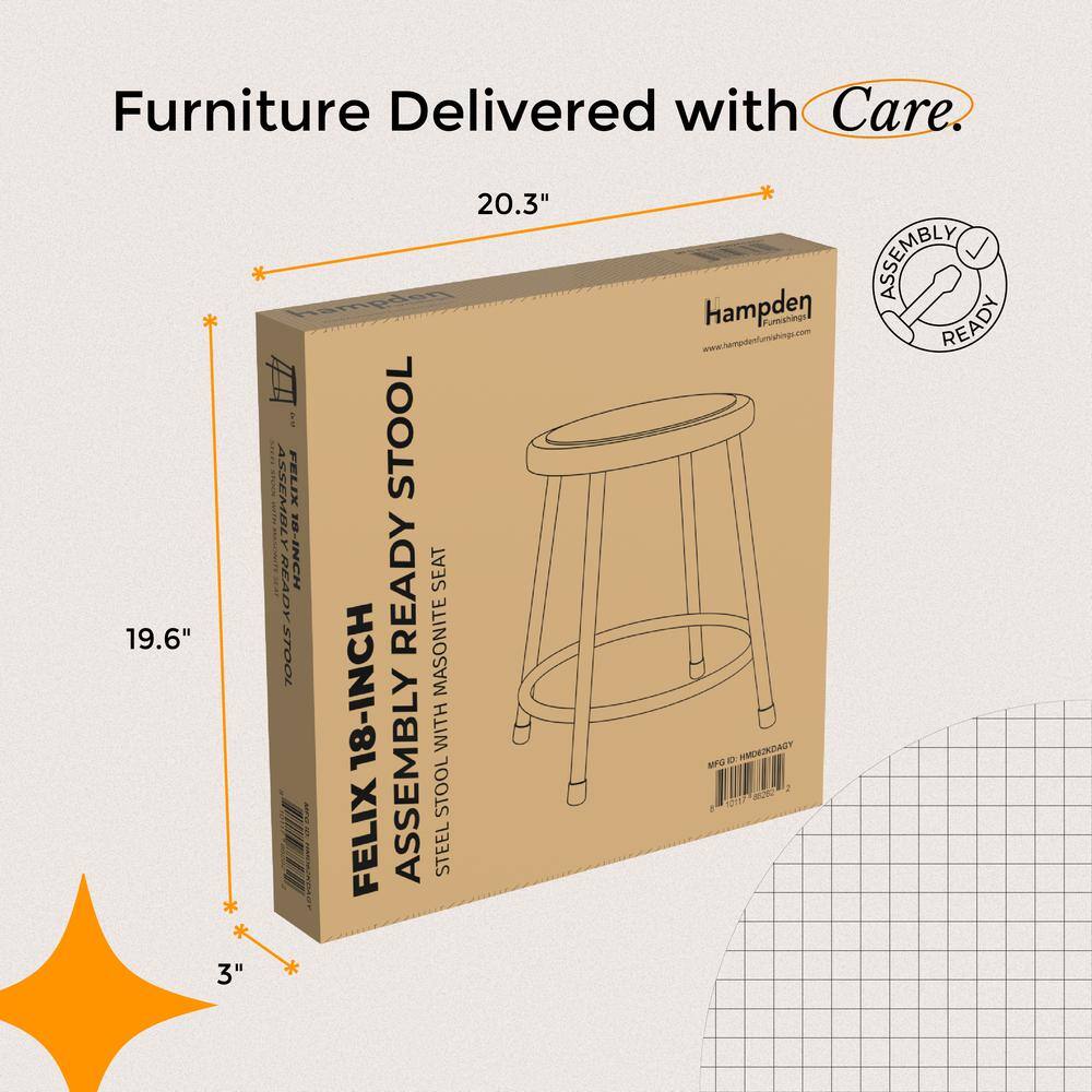 Felix 18" Gray Metal Backless Stool