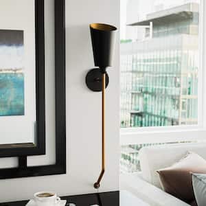 Park Haven 32 in. 1-Light Black Wall Sconce Wallchiere