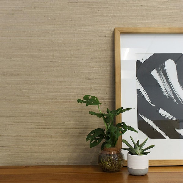 Beige Knotted Tight Weave Jute Authentic Grasscloth Unpasted Textured Wallpaper Roll (Covers 72 sq. ft.)