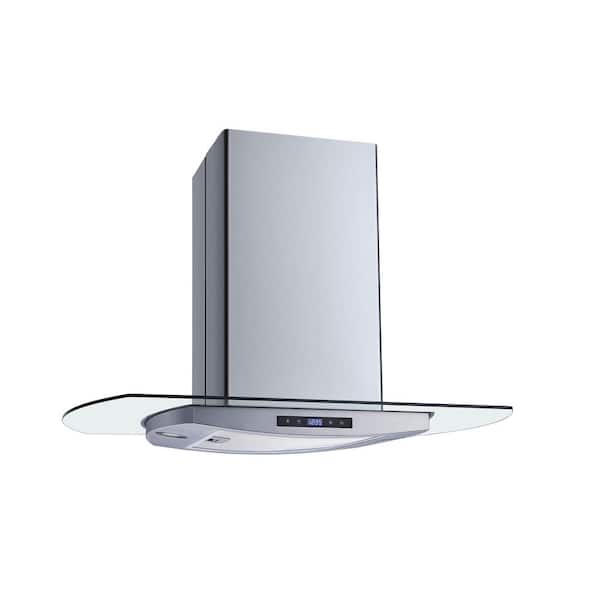 36 in. 500 CFM Convertible Kitchen Island Mount Range Hood in Stainless Steel with Mesh Filter and Touch Control