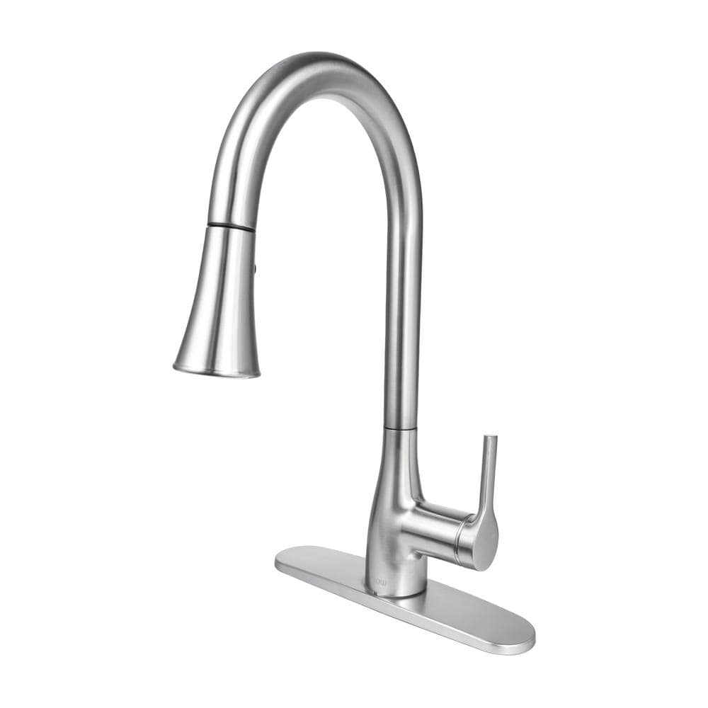 FLOW, Classic Series Single-Handle hot Pull-Down Sprayer Kitchen Faucet in Champagne